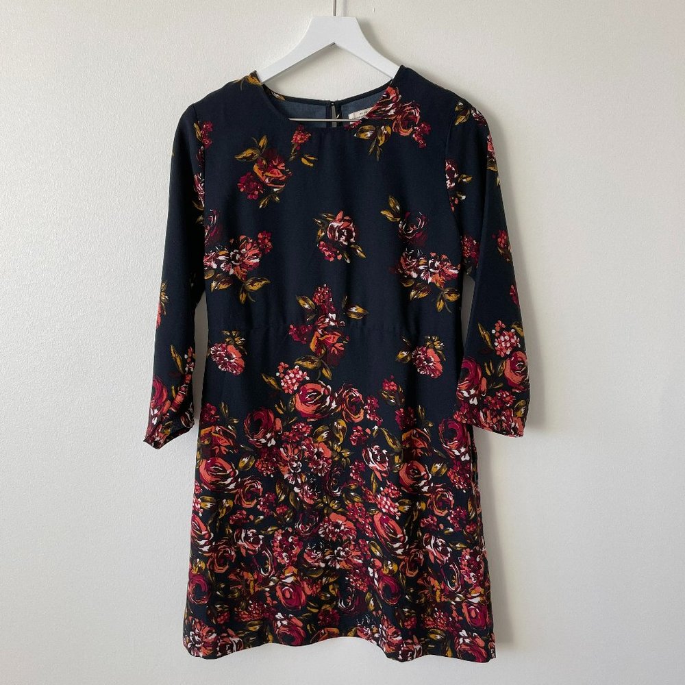 Abercrombie and Fitch navy with floral print sheath dress